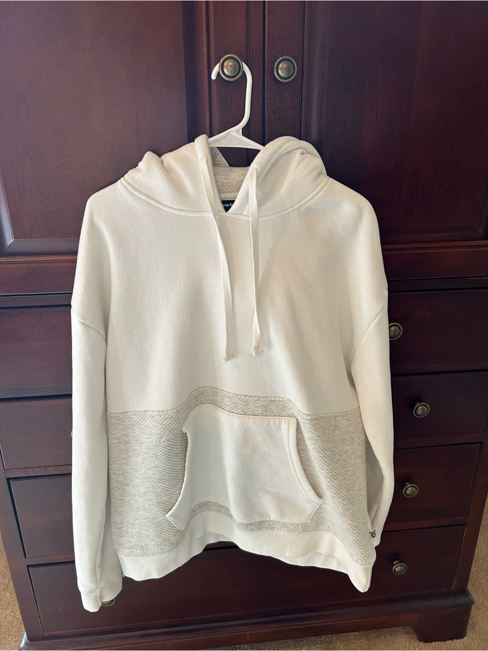 Mono B Cream Hooded Sweater with Textured Panel